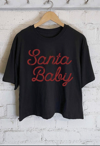 Santa Baby Graphic Long Crop Top