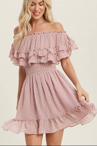 OFF SHOULDER DRESS|MAUVE