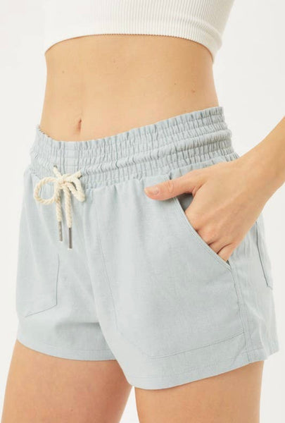Basic Drawstring Linen Shorts